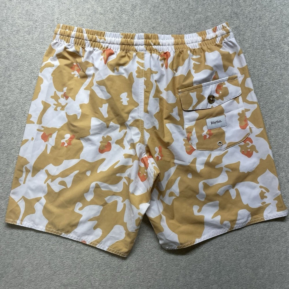 Rhythm Howser Beach Shorts Men's Size 34 Gold Camo Swim Trunks NWT $72